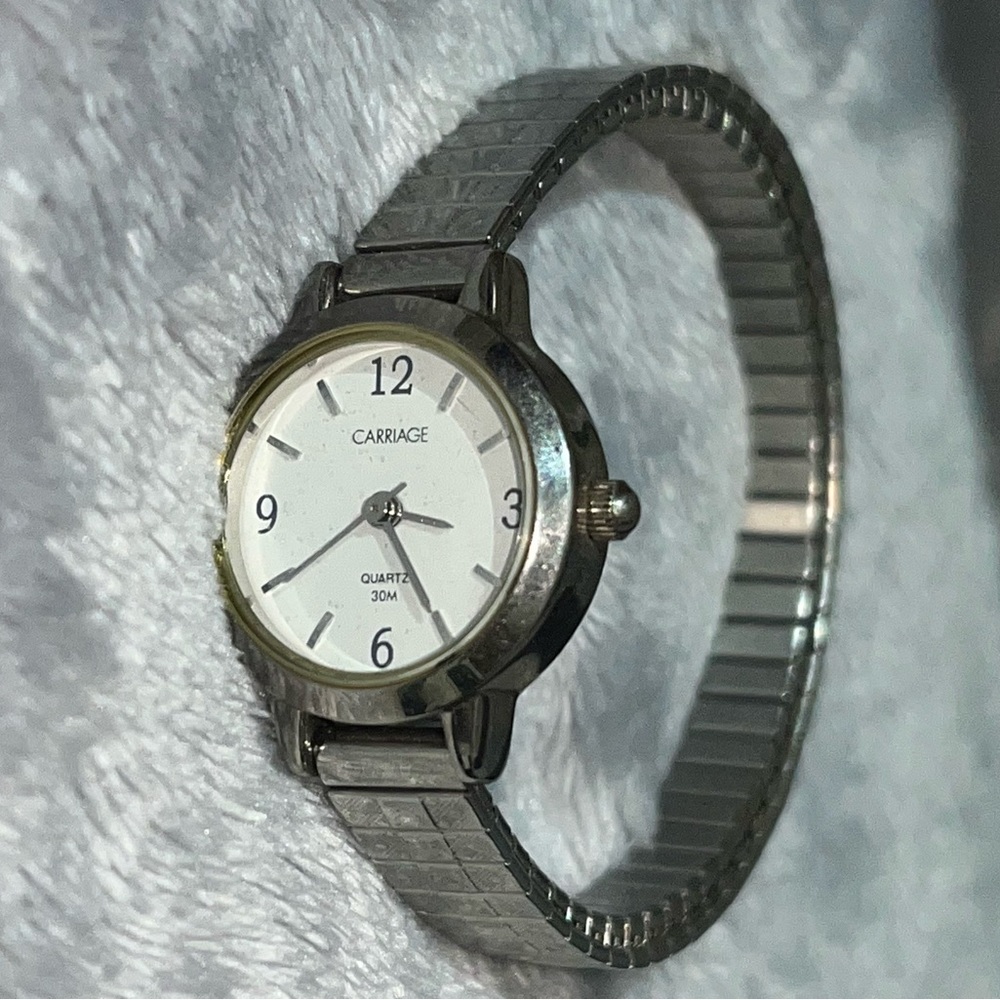 Vintage Silver Carriage Authentic Quartz Watch Gem